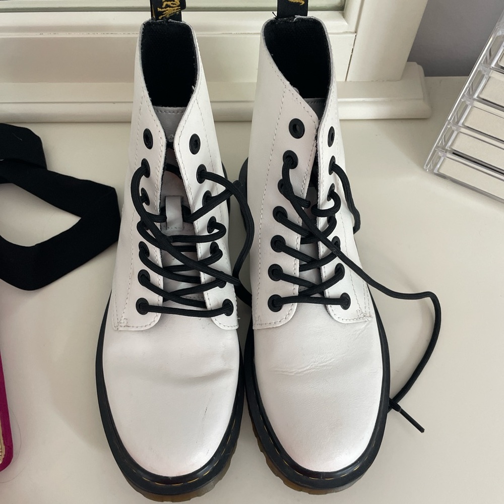 Dr. Martens White Lace Up Boots